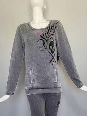 Sullen Clothing Angel Break Burned Out Graphic Fleece Sweatshirt, BNWT, Sz XS